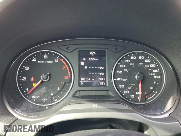 2017 Audi A3 Sedan Premium with VIN WAUB8GFF5H1019443, listed as a Copart auction lot 51184725 with 108,134 mi miles and Salvage Title. Bid and sale history available at carsss.com. Image 9.
