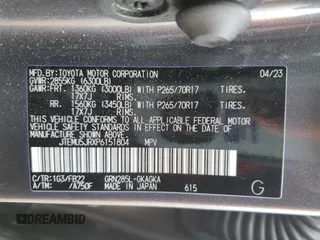 2023 Toyota 4Runner SR5 с VIN JTEMU5JRXP6151804, выставлен на аукционе Copart как лот 53754725 с пробегом 42 106 миль миль и Списание • Salvage title. История ставок и продаж доступна на DreamBid. Изображение 13.