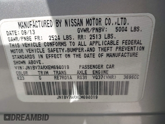 2014 Infiniti Q50 Sport с VIN JN1BV7ARXEM694019, выставлен на аукционе IAAI как лот 42182390 с пробегом 65 904 миль миль и . История ставок и продаж доступна на DreamBid. Изображение 9.