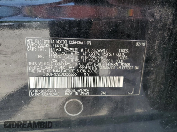 2010 Toyota RAV4 с VIN JTMZF4DV5AD025666, выставлен на аукционе Copart как лот 56688995 с пробегом 161 401 миль миль и Чистый • Clean title. История ставок и продаж доступна на DreamBid. Изображение 14.