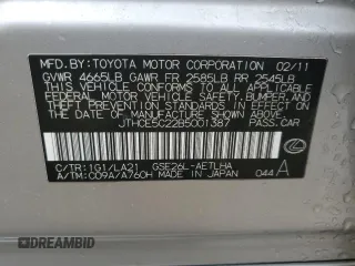 2011 Lexus IS 350 with VIN JTHCE5C22B5001387, listed as a Copart auction lot 43268425 with 147,066 mi miles and Salvage title. Bid and sale history available at DreamBid. Image 12.
