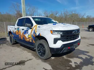 2023 Chevrolet Silverado 1500 LT Trail Boss with VIN 3GCUDFED3PG197885, listed as a IAAI auction lot 41733427 with 64,911 mi miles and . Bid and sale history available at DreamBid. Image 1.