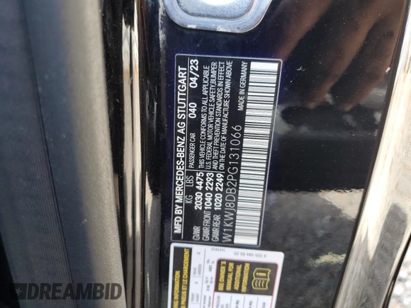 2023 Mercedes-Benz C 300 with VIN W1KWJ8DB2PG131066, listed as a Copart auction lot 78789684 with 9,617 mi miles and Salvage Title. Bid and sale history available at DreamBid. Image 13.
