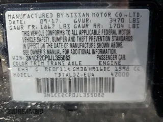 2018 Nissan Note SV with VIN 3N1CE2CP0JL355082, listed as a Copart auction lot 50400985 with 130,375 mi miles and Salvage Title. Bid and sale history available at DreamBid. Image 14.