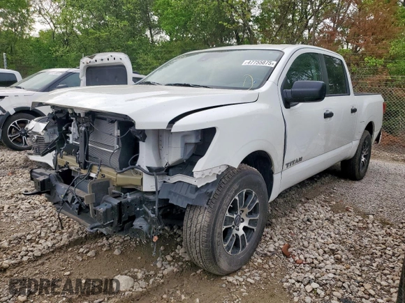 2024 Nissan Titan SV with VIN 1N6AA1ECXRN112621, listed as a Copart auction lot 47755875 with 9,298 mi miles and Salvage title. Bid and sale history available at DreamBid. Image 1.