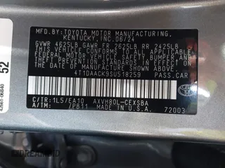 2025 Toyota Camry LE z VIN 4T1DAACK9SU518259, wystawiony jako IAAI lot #42225124 z przebiegiem 222 mil mil oraz . Historia ofert i sprzedaży dostępna na DreamBid. Obrazek 9.