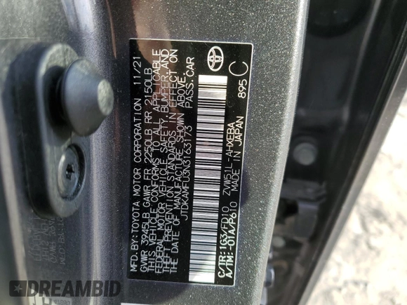 2022 Toyota Prius L Eco z VIN JTDKAMFU3N3163173, wystawiony jako Copart lot #47529915 z przebiegiem 48 178 mil mil oraz Szkoda całkowita • Salvage title. Historia ofert i sprzedaży dostępna na DreamBid. Obrazek 12.