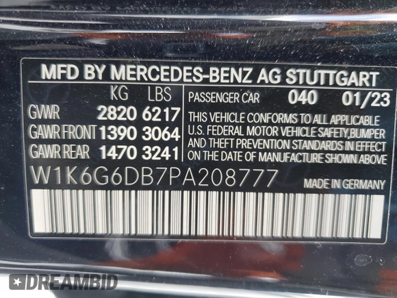 2023 Mercedes-Benz S 500 z VIN W1K6G6DB7PA208777, wystawiony jako Copart lot #51942145 z przebiegiem 93 158 mil mil oraz Szkody całkowita. Historia ofert i sprzedaży dostępna na DreamBid. Obrazek 13.