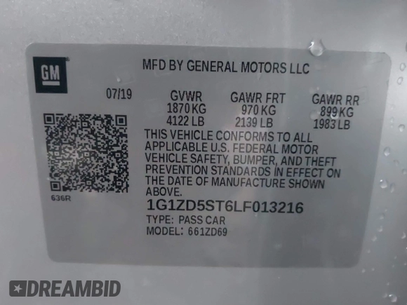 2020 Chevrolet Malibu LT with VIN 1G1ZD5ST6LF013216, listed as a IAAI auction lot 41273308 with 84,042 mi miles and . Bid and sale history available at DreamBid. Image 9.