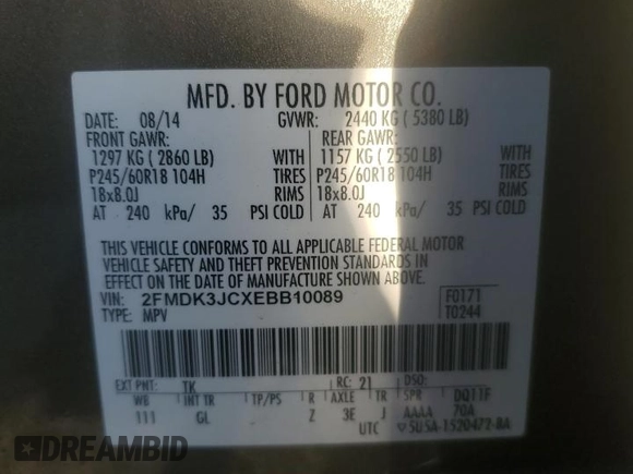 2014 Ford Edge SEL with VIN 2FMDK3JCXEBB10089, listed as a Copart auction lot 48221975 with 173,450 mi miles and Clean Title. Bid and sale history available at carsss.com. Image 13.