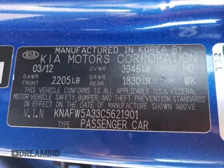 2012 Kia Forte SX с VIN KNAFW5A33C5621901, выставлен на аукционе Copart как лот 84801554 с пробегом 153 843 миль миль и Списание • Salvage title. История ставок и продаж доступна на DreamBid. Изображение 14.
