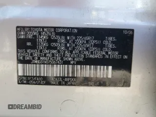 2007 Toyota RAV4 Limited z VIN JTMBD31V075067431, wystawiony jako Copart lot #56770595 z przebiegiem 137 073 mil mil oraz Szkoda całkowita • Salvage title. Historia ofert i sprzedaży dostępna na DreamBid. Obrazek 13.