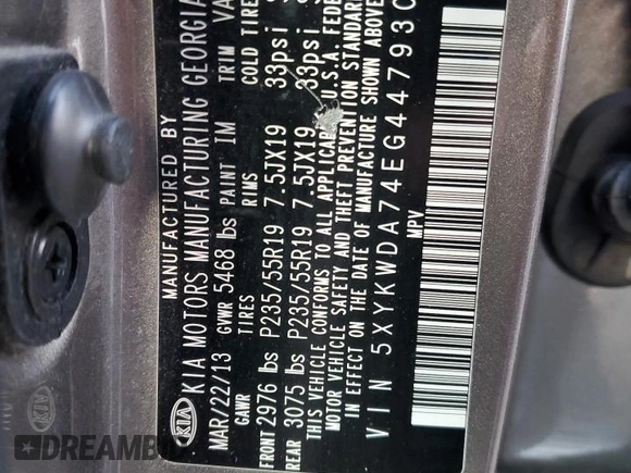 2014 Kia Sorento SX with VIN 5XYKWDA74EG447930, listed as a Copart auction lot 49012765 with 100,322 mi miles and Clean Title. Bid and sale history available at carsss.com. Image 13.