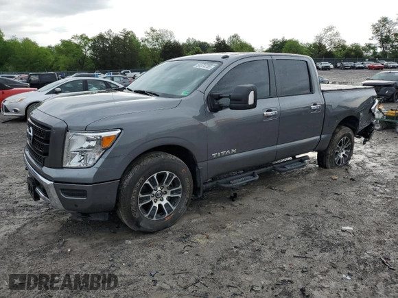 2021 Nissan Titan SV with VIN 1N6AA1ED8MN534176, listed as a Copart auction lot 54574785 with 25,360 mi miles and Salvage title. Bid and sale history available at DreamBid. Image 1.