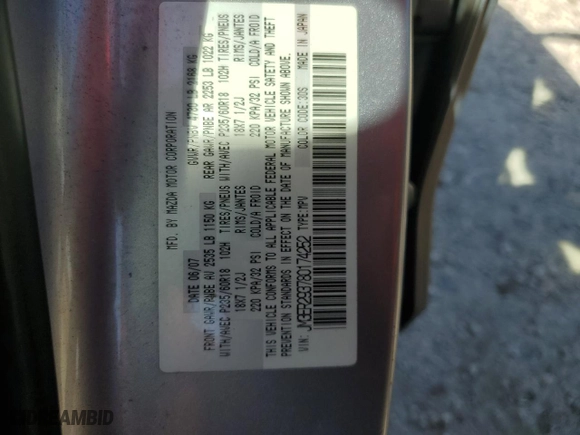 2008 Mazda CX-7 Sport with VIN JM3ER293780174252, listed as a Copart auction lot 43266755 with 194,040 mi miles and Salvage Title. Bid and sale history available at carsss.com. Image 13.