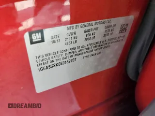 2014 Cadillac CTS Performance RWD with VIN 1G6AS5SX0E0132207, listed as a Copart auction lot 76741764 with 123,326 mi miles and Salvage title. Bid and sale history available at DreamBid. Image 13.