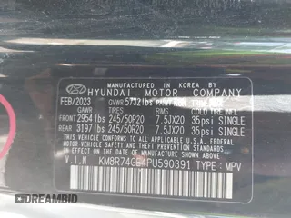 2023 Hyundai Palisade Calligraphy z VIN KM8R74GE4PU590391, wystawiony jako IAAI lot #42475508 z przebiegiem 38 015 mil mil oraz . Historia ofert i sprzedaży dostępna na DreamBid. Obrazek 9.