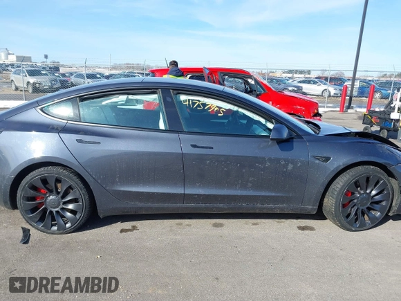 2021 Tesla Model 3 Performance with VIN 5YJ3E1EC3MF082532, listed as a IAAI auction lot 41757905 with 60,431 mi miles and . Bid and sale history available at DreamBid. Image 12.