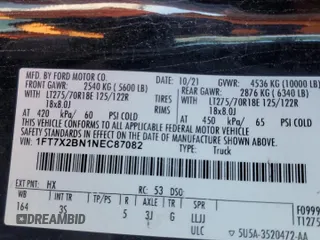 2022 Ford F-250 XL with VIN 1FT7X2BN1NEC87082, listed as a Copart auction lot 49401705 with Not Provided miles and Salvage Title. Bid and sale history available at DreamBid. Image 14.