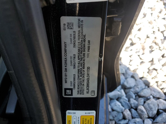 2020 Chevrolet Spark LS with VIN KL8CB6SA0LC411720, listed as a Copart auction lot 42366125 with 77,158 mi miles and Salvage Title. Bid and sale history available at carsss.com. Image 12.
