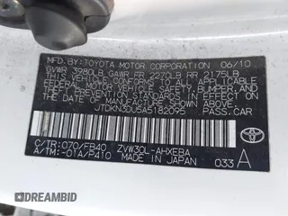 2010 Toyota Prius II with VIN JTDKN3DU5A5182095, listed as a IAAI auction lot 42152366 with 390,401 mi miles and . Bid and sale history available at carsss.com. Image 9.