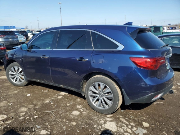 2016 Acura MDX w/Tech with VIN 5FRYD3H42GB021510, listed as a Copart auction lot 52023515 with 0 mi miles and Clean Title. Bid and sale history available at carsss.com. Image 2.