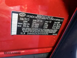 2022 Hyundai Santa Fe XRT with VIN 5NMS6DAJXNH449294, listed as a Copart auction lot 36372193 with 2,054 mi miles. Bid and sale history available at carsss.com. Image 12.