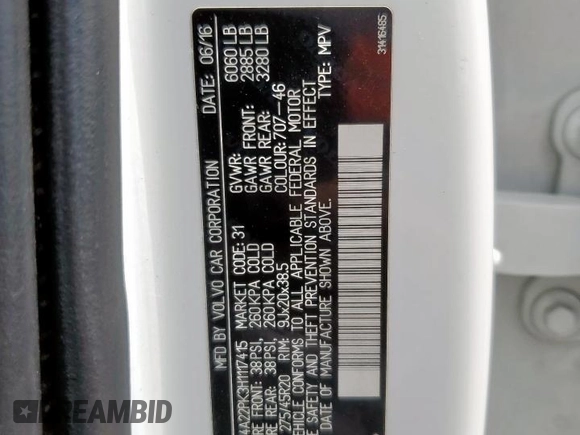 2017 Volvo XC90 Momentum with VIN YV4A22PK3H1117415, listed as a Copart auction lot 63791555 with 125,349 mi miles and Clean title. Bid and sale history available at DreamBid. Image 13.