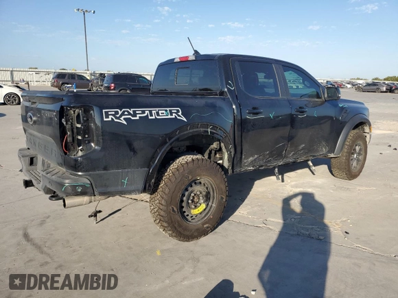 2024 Ford Ranger Raptor with VIN 1FTER4LR1RLE23193, listed as a Copart auction lot 77737244 with 12,283 mi miles and Salvage Title. Bid and sale history available at carsss.com. Image 3.