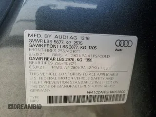 2017 Audi SQ5 Premium Plus with VIN WA1CCAFP2HA093800, listed as a Copart auction lot 81260114 with 105,889 mi miles and Clean Title. Bid and sale history available at DreamBid. Image 13.