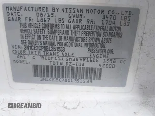 2016 Nissan Note S z VIN 3N1CE2CP8GL351533, wystawiony jako IAAI lot #42594224 z przebiegiem 49 653 mil mil oraz . Historia ofert i sprzedaży dostępna na DreamBid. Obrazek 9.