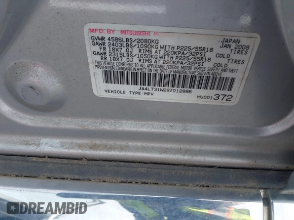 2008 Mitsubishi Outlander SE z VIN JA4LT31W28Z012886, wystawiony jako IAAI lot #41867742 z przebiegiem 207 481 mil mil oraz . Historia ofert i sprzedaży dostępna na DreamBid. Obrazek 9.