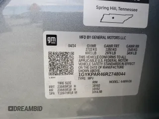 2024 Cadillac XT6 FWD Luxury with VIN 1GYKPAR46RZ748044, listed as a Copart auction lot 47118725 with 3,286 mi miles and Salvage title. Bid and sale history available at DreamBid. Image 14.