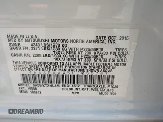 2015 Mitsubishi Outlander GT with VIN 4A4AP4AW5FE055767, listed as a IAAI auction lot 42494576 with 96,349 mi miles and . Bid and sale history available at DreamBid. Image 9.