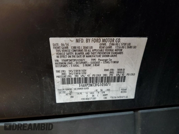 2015 Ford Police Interceptor z VIN 1FAHP2MT3FG105071, wystawiony jako Copart lot #89252465 z przebiegiem 133 078 mil mil oraz Szkoda całkowita • Salvage title. Historia ofert i sprzedaży dostępna na DreamBid. Obrazek 12.