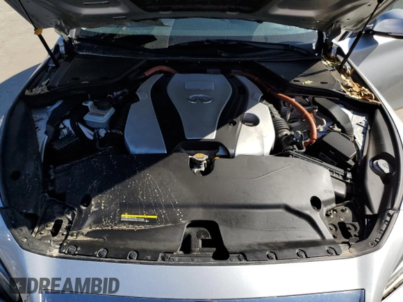 2014 Infiniti Q50 Hybrid Premium with VIN JN1AV7AP1EM692234, listed as a Copart auction lot 48697525 with 104,586 mi miles and Salvage Title. Bid and sale history available at DreamBid. Image 13.