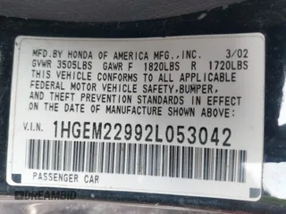 2002 Honda Civic EX with VIN 1HGEM22992L053042, listed as a IAAI auction lot 41442729 with 140,238 mi miles. Bid and sale history available at carsss.com. Image 9.