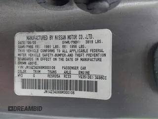2006 Nissan 350Z Touring z VIN JN1AZ34D66M300106, wystawiony jako IAAI lot #41478974 z przebiegiem 144 279 mil mil oraz . Historia ofert i sprzedaży dostępna na DreamBid. Obrazek 9.