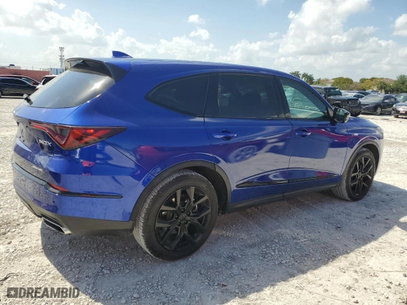2023 Acura MDX w/A-Spec Package with VIN 5J8YE1H08PL008405, listed as a Copart auction lot 51647325 with 19,785 mi miles and Salvage Title. Bid and sale history available at carsss.com. Image 3.