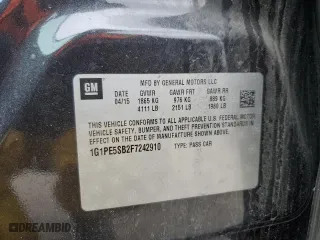 2015 Chevrolet Cruze LT with VIN 1G1PE5SB2F7242910, listed as a Copart auction lot 47836775 with 116,765 mi miles and Salvage Title. Bid and sale history available at carsss.com. Image 12.
