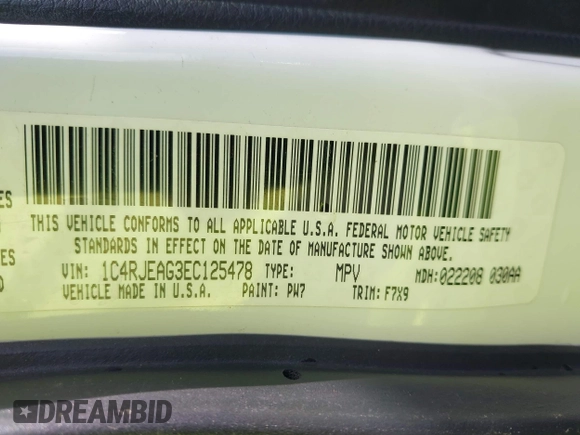 2014 Jeep Grand Cherokee Laredo with VIN 1C4RJEAG3EC125478, listed as a IAAI auction lot 41938499 with 167,588 mi miles and . Bid and sale history available at DreamBid. Image 9.