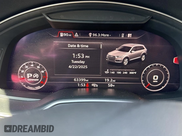 2019 Audi Q7 Premium Plus with VIN WA1LAAF78KD006428, listed as a Copart auction lot 54744225 with 63,399 mi miles and Clean Title. Bid and sale history available at carsss.com. Image 8.