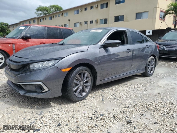 2021 Honda Civic Sedan EX-L with VIN 19XFC1F77ME006905, listed as a Copart auction lot 52149845 with 0 mi miles and Salvage Title. Bid and sale history available at carsss.com. Image 1.
