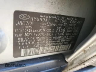 2006 Hyundai Santa Fe GLS with VIN KM8SC73D66U108966, listed as a Copart auction lot 71019894 with 144,812 mi miles and Clean Title. Bid and sale history available at carsss.com. Image 13.