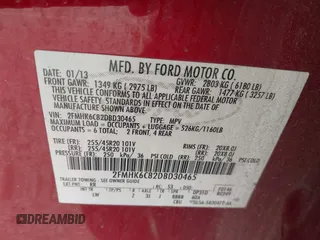 2013 Ford Flex SEL with VIN 2FMHK6C82DBD30465, listed as a IAAI auction lot 41667555 with 159,588 mi miles. Bid and sale history available at carsss.com. Image 9.