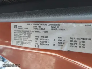 2005 Chevrolet Colorado LS Z71 with VIN 1GCDT196358154331, listed as a IAAI auction lot 41499278 with 206,215 mi miles. Bid and sale history available at carsss.com. Image 9.