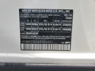 2010 Mercedes-Benz M 350 with VIN 4JGBB2FB0AA586441, listed as a Copart auction lot 49025215 with 144,977 mi miles and Salvage Title. Bid and sale history available at DreamBid. Image 13.