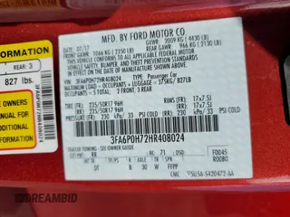 2017 Ford Fusion SE with VIN 3FA6P0H72HR408024, listed as a Copart auction lot 47261235 with 73,595 mi miles and Salvage Title. Bid and sale history available at carsss.com. Image 14.