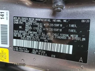 2020 Toyota Sienna LE with VIN 5TDJZ3DC2LS251216, listed as a IAAI auction lot 42613559 with 36,699 mi miles and . Bid and sale history available at DreamBid. Image 27.