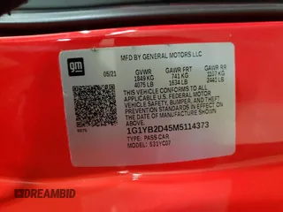 2021 Chevrolet Corvette 2LT with VIN 1G1YB2D45M5114373, listed as a Copart auction lot 45859665 with 40,674 mi miles and Salvage Title. Bid and sale history available at carsss.com. Image 14.